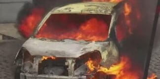 Carro pega fogo na BR-230 em João Pessoa e causa lentidão no trânsito