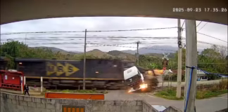 Tragédia por pouco! Trem atropela caminhão em Vassouras (RJ) e deixa duas pessoas feridas