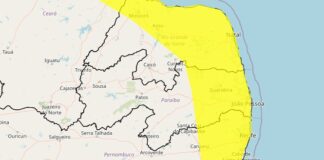 Alerta de chuva na Paraíba prevê ventos fortes e risco de transtornos